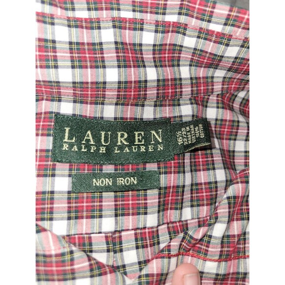 Lauren By Ralph Lauren Men's Red White Black Long Sleeve Shirt NWOT 32/33 - Picture 3 of 11